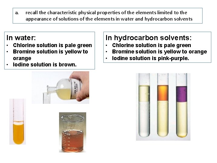 a. recall the characteristic physical properties of the elements limited to the appearance of a. recall the characteristic physical properties of the elements limited to the appearance of
