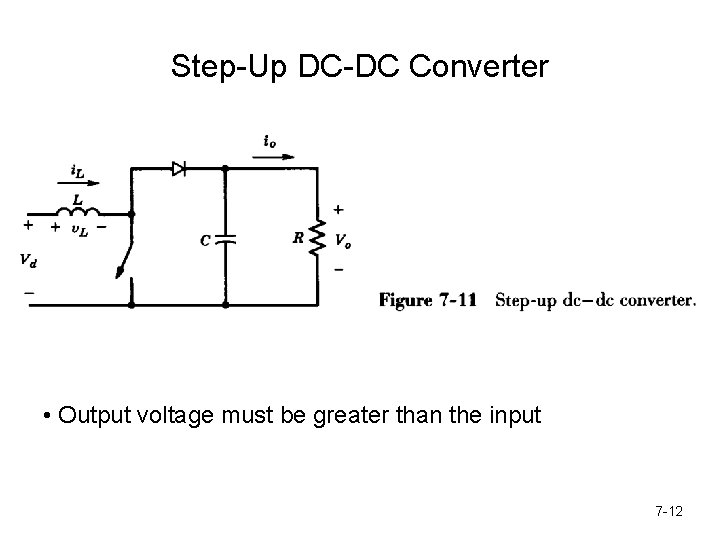 Step-Up DC-DC Converter • Output voltage must be greater than the input 7 -12