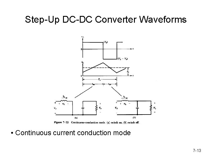 Step-Up DC-DC Converter Waveforms • Continuous current conduction mode 7 -13 