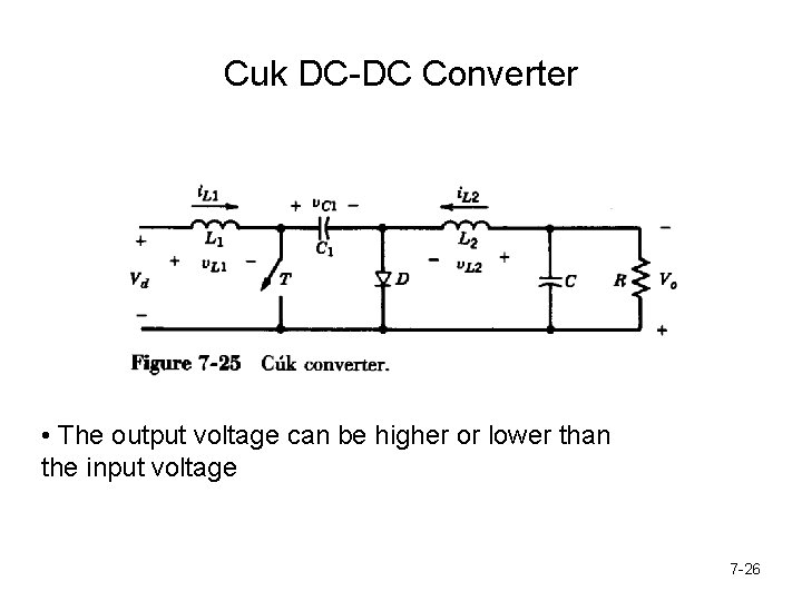 Cuk DC-DC Converter • The output voltage can be higher or lower than the