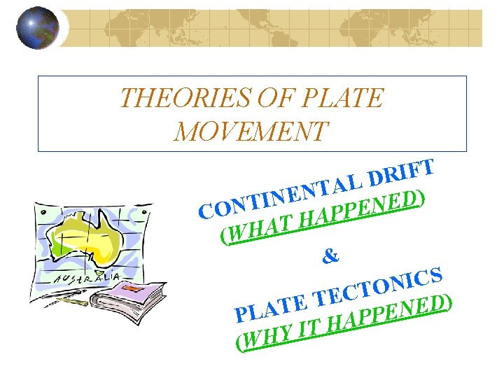 THEORIES OF PLATE MOVEMENT T F I R D L A T N E