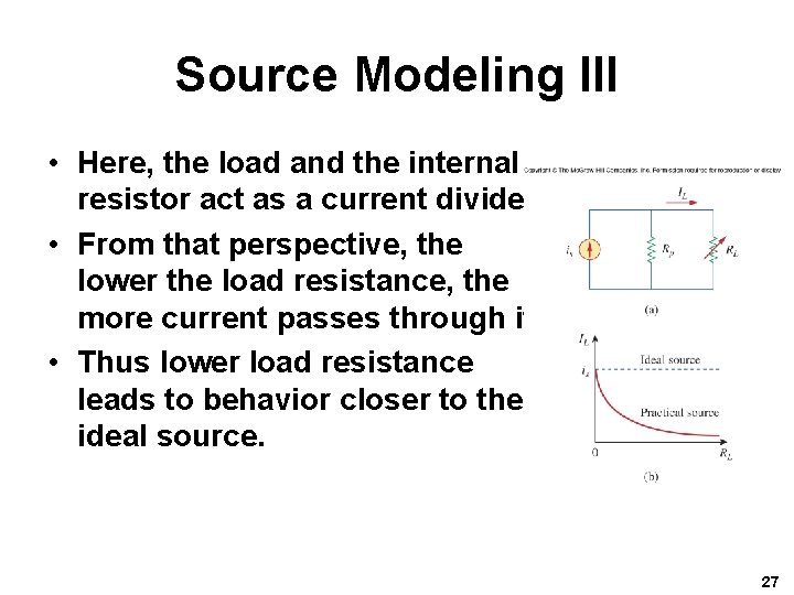 Source Modeling III • Here, the load and the internal resistor act as a
