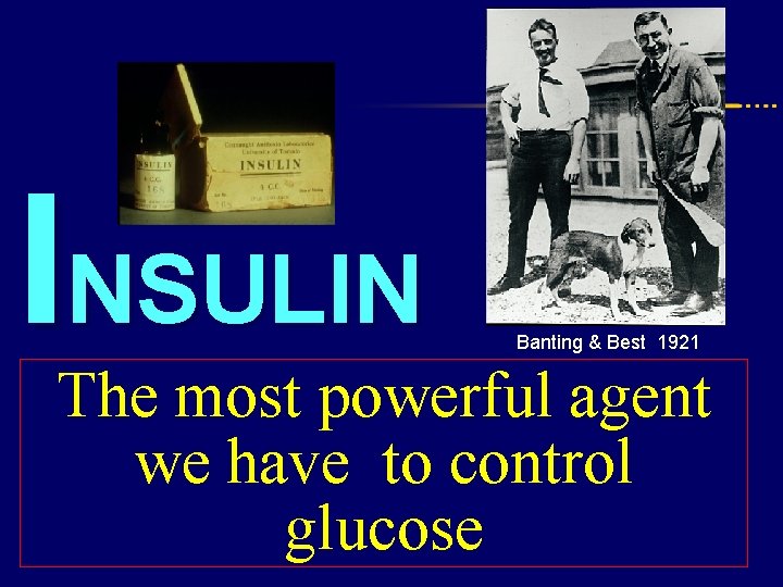INSULIN Banting & Best 1921 The most powerful agent we have to control glucose