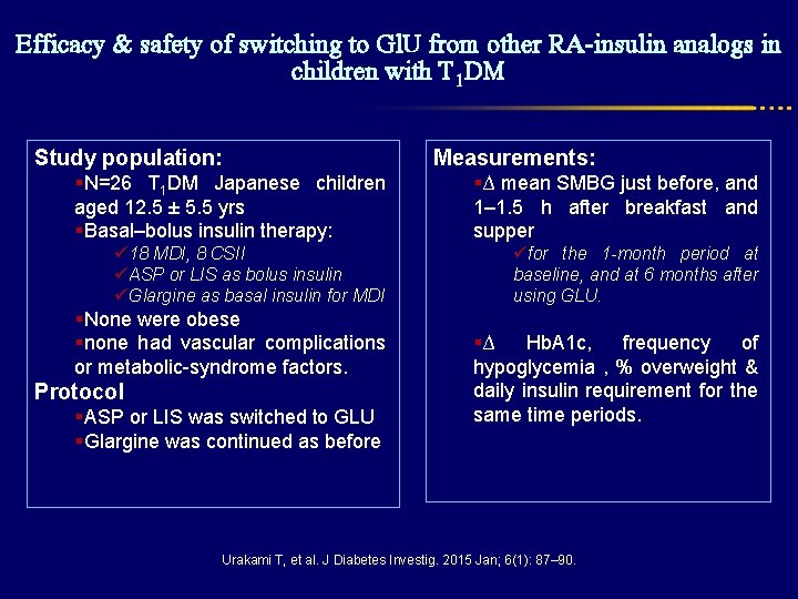 Efficacy & safety of switching to Gl. U from other RA-insulin analogs in children