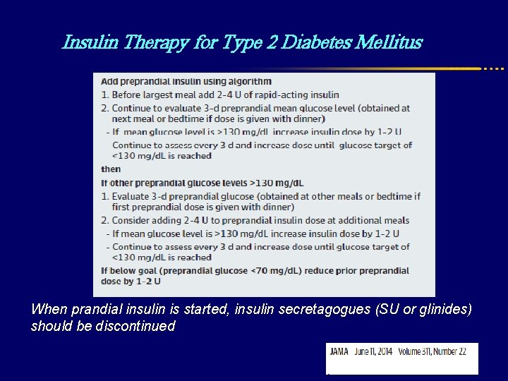 Insulin Therapy for Type 2 Diabetes Mellitus When prandial insulin is started, insulin secretagogues