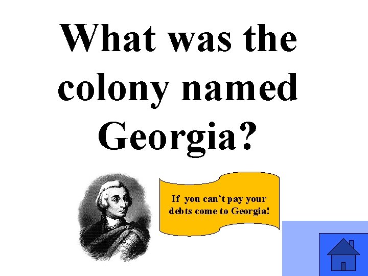 What was the colony named Georgia? If you can’t pay your debts come to