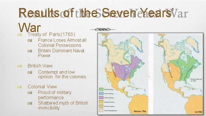 Results of the Seven Years’ War Treaty of Paris (1763) British View France Loses