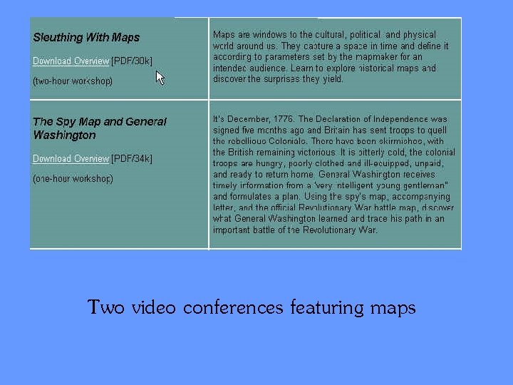 Two video conferences featuring maps 