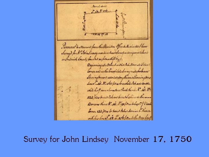 Survey for John Lindsey November 17, 1750 