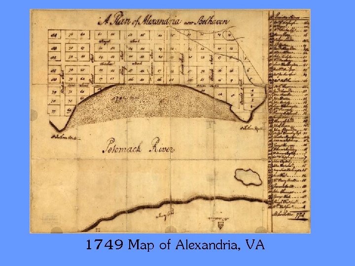 1749 Map of Alexandria, VA 