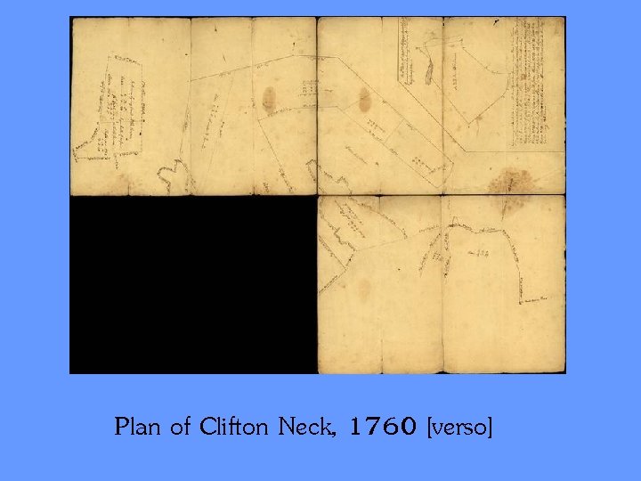 Plan of Clifton Neck, 1760 [verso] 