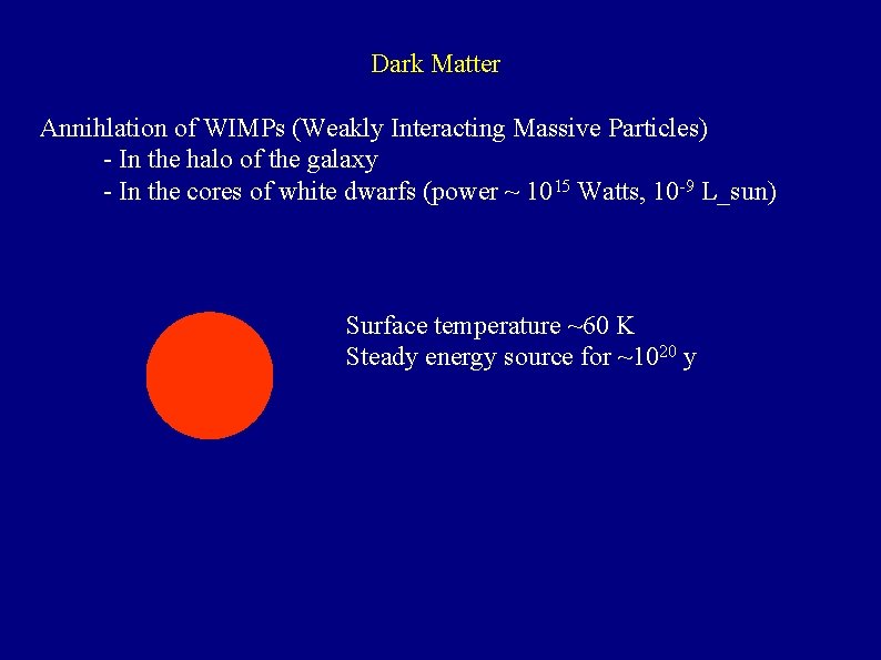 Dark Matter Annihlation of WIMPs (Weakly Interacting Massive Particles) - In the halo of