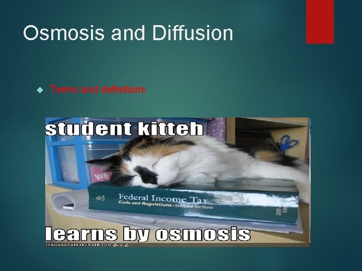 Osmosis and Diffusion Terms and definitions 