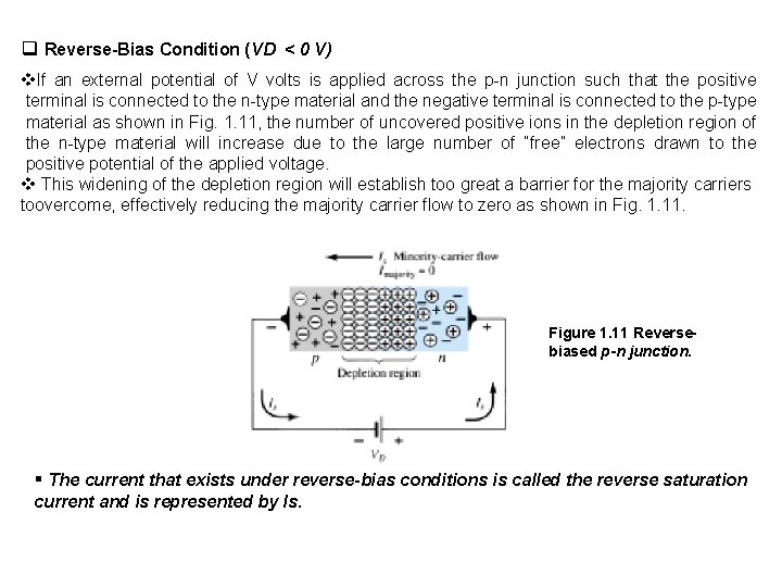 q Reverse-Bias Condition (VD ˂ 0 V) v. If an external potential of V
