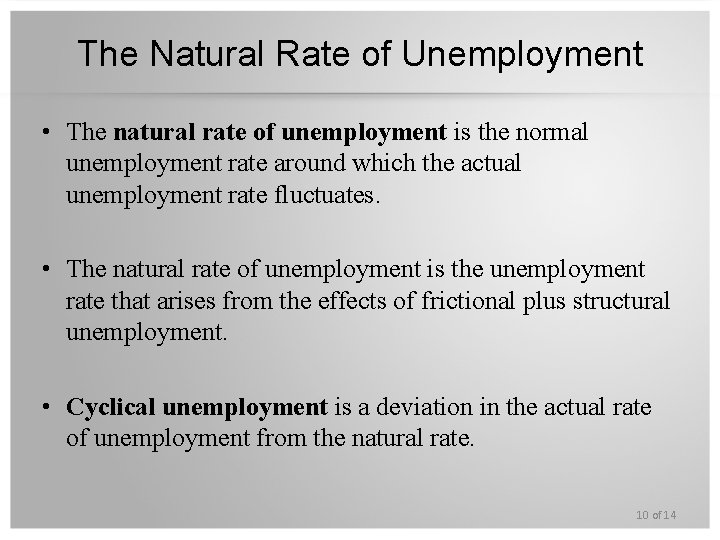 The Natural Rate of Unemployment • The natural rate of unemployment is the normal