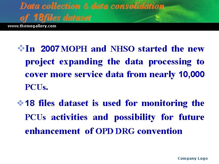 Data collection & data consolidation of 18 files dataset www. themegallery. com v. In