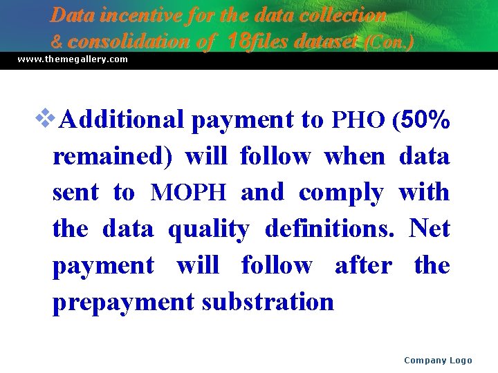 Data incentive for the data collection & consolidation of 18 files dataset (Con. )