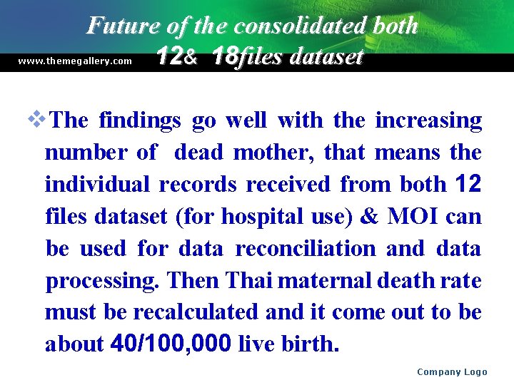 Future of the consolidated both 12& 18 files dataset www. themegallery. com v. The