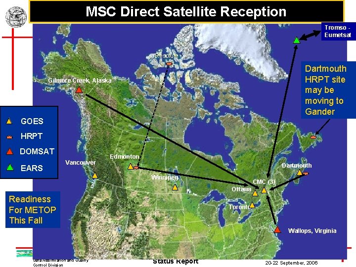 MSC Direct Satellite Reception Tromso Eumetsat Resolute Dartmouth HRPT site may be moving to