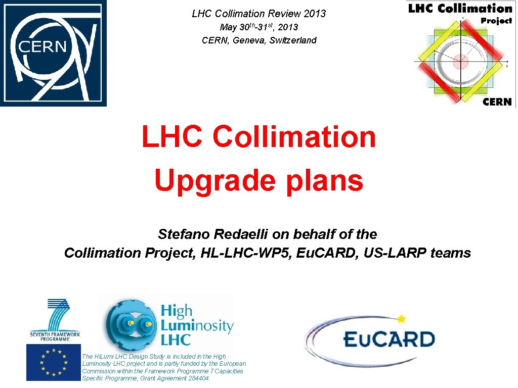 LHC Collimation Review 2013 May 30 th-31 st, 2013 CERN, Geneva, Switzerland LHC Collimation