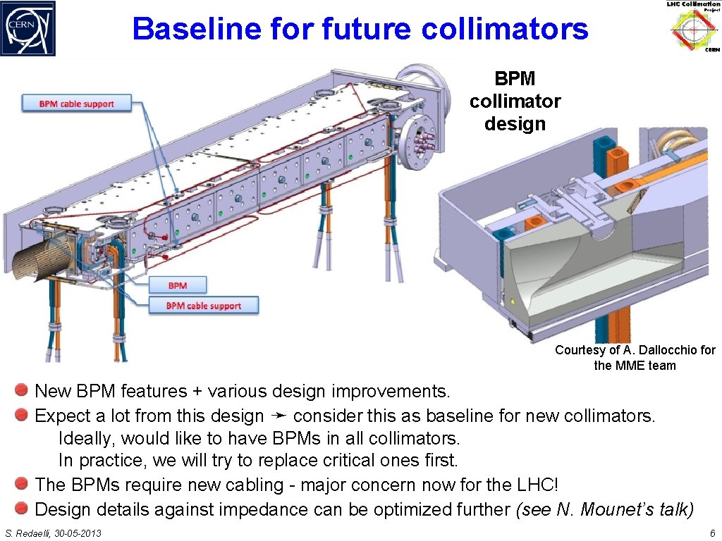 Baseline for future collimators BPM collimator design Courtesy of A. Dallocchio for the MME