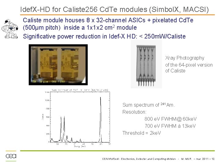 Idef. X-HD for Caliste 256 Cd. Te modules (Simbol. X, MACSI) Caliste module houses