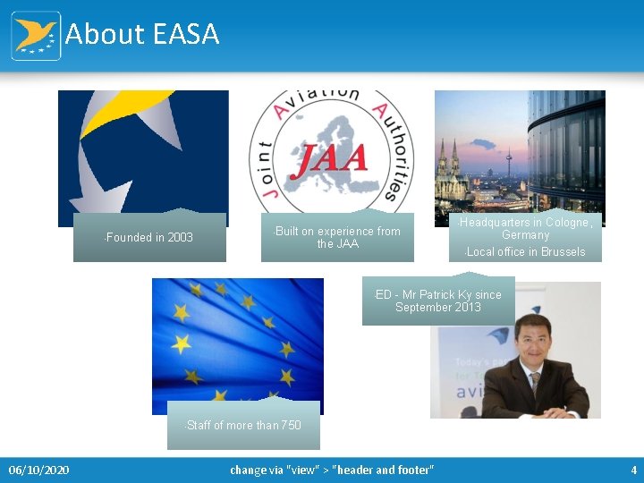 About EASA • Founded in 2003 • Built on experience from the JAA •