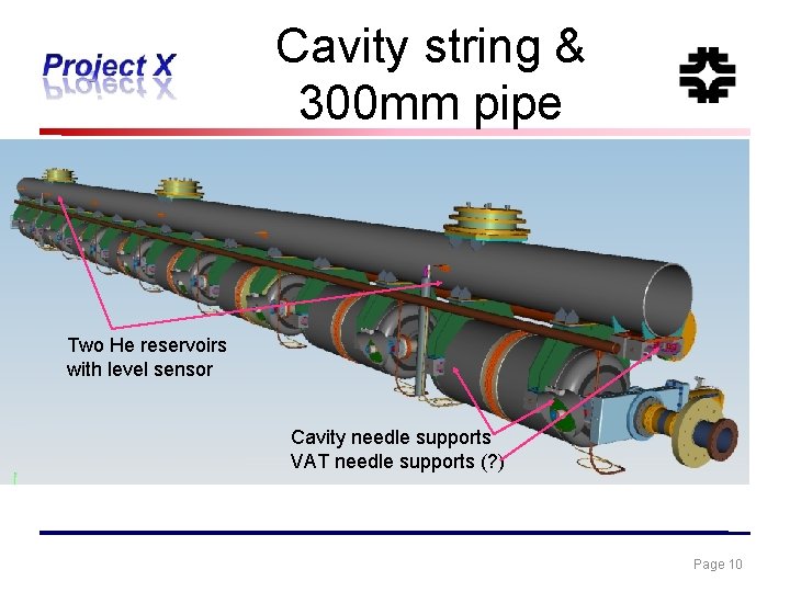 Cavity string & 300 mm pipe Two He reservoirs with level sensor Cavity needle