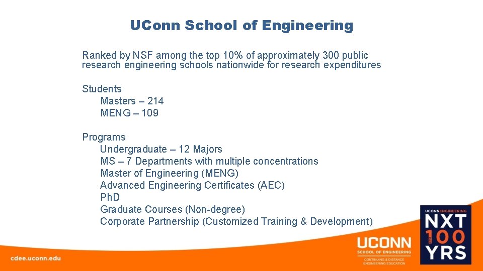 UConn School of Engineering Ranked by NSF among the top 10% of approximately 300