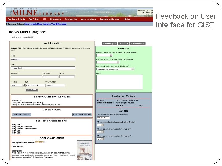 Feedback on User Interface for GIST 