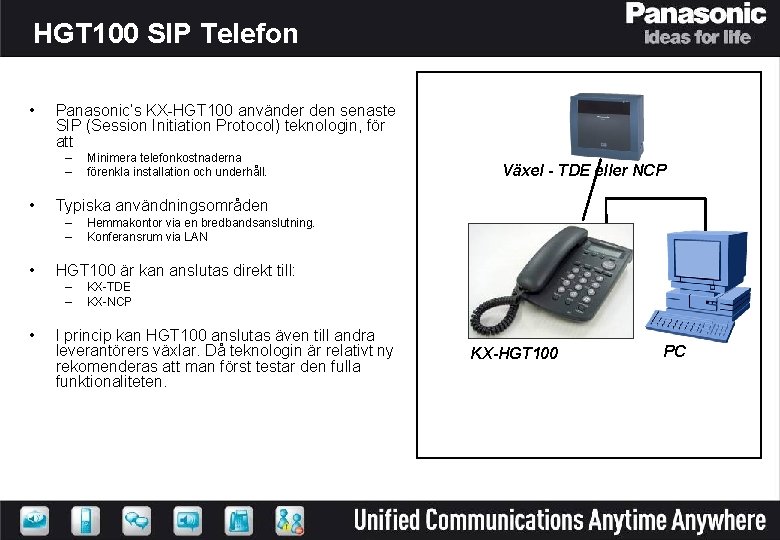 HGT 100 SIP Telefon • Panasonic’s KX-HGT 100 använder den senaste SIP (Session Initiation