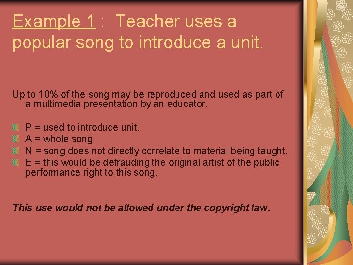 Example 1 : Teacher uses a popular song to introduce a unit. Up to