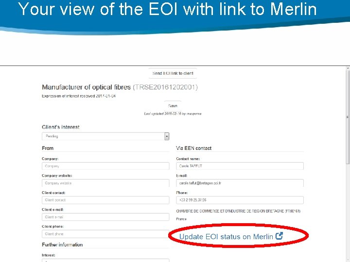 Your view of the EOI with link to Merlin 