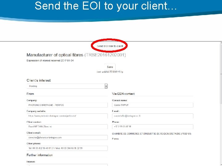 Send the EOI to your client… 