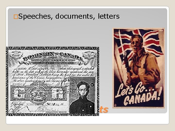 �Speeches, documents, letters Primary Documents 