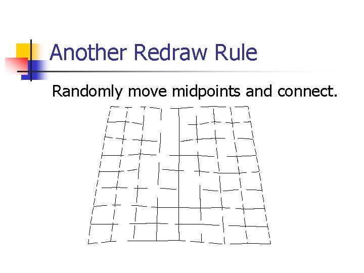 Another Redraw Rule Randomly move midpoints and connect. 