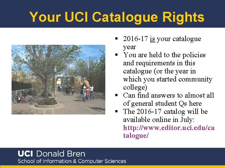 Your UCI Catalogue Rights § 2016 -17 is your catalogue year § You are
