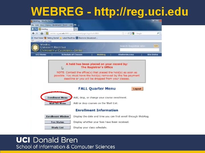 WEBREG - http: //reg. uci. edu 