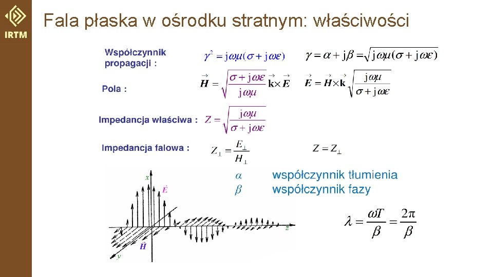 Fala płaska w ośrodku stratnym: właściwości 