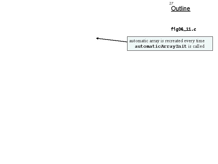 27 Outline fig 06_11. c (3 of 4 every ) automatic array is recreated