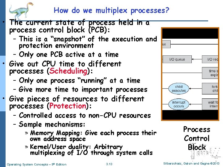 How do we multiplex processes? • The current state of process held in a