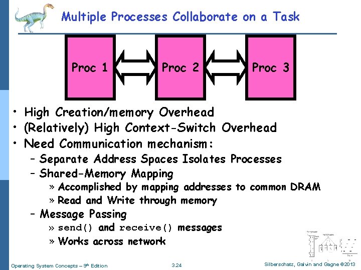 Multiple Processes Collaborate on a Task Proc 1 Proc 2 Proc 3 • High