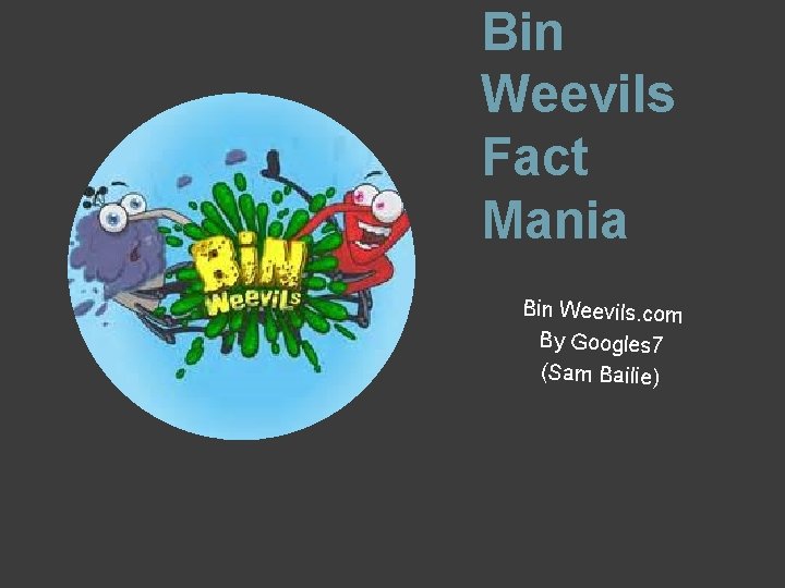 Bin Weevils Fact Mania Bin Weevils. com By Googles 7 (Sam Bailie) 