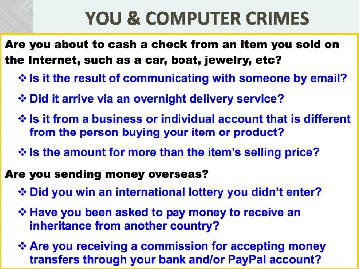 YOU & COMPUTER CRIMES YOU & COMPUTER CRIMES