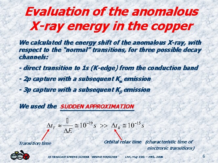 Evaluation of the anomalous X-ray energy in the copper We calculated the energy shift