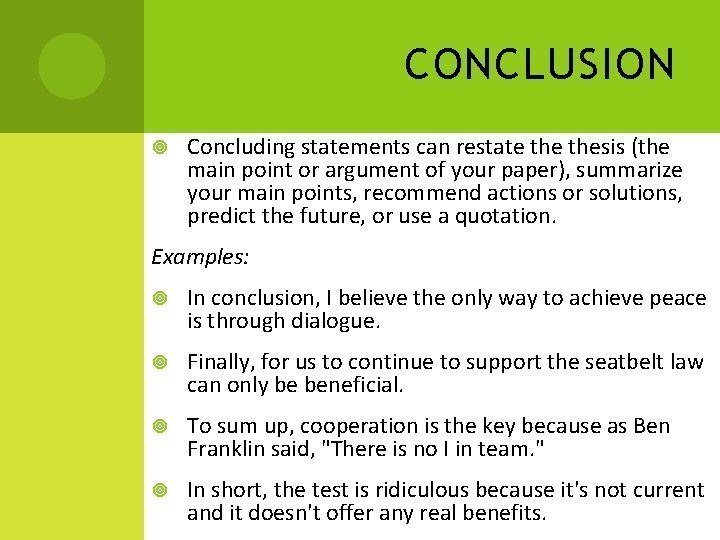 A good piece of writing has a beginning