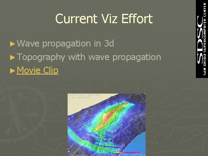 Current Viz Effort ► Wave propagation in 3 d ► Topography with wave propagation Current Viz Effort ► Wave propagation in 3 d ► Topography with wave propagation