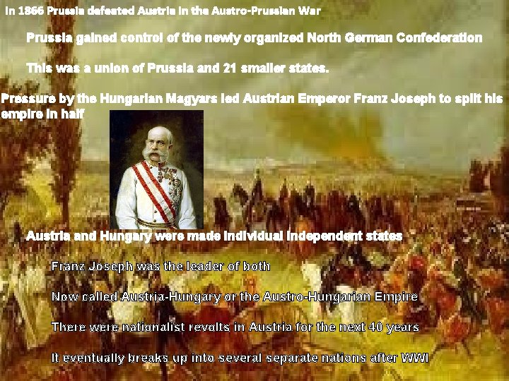 In 1866 Prussia defeated Austria in the Austro-Prussian War Prussia gained control of the