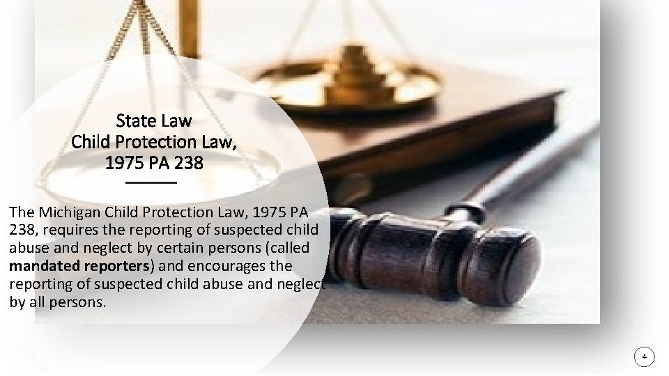 State Law Child Protection Law, 1975 PA 238 The Michigan Child Protection Law, 1975