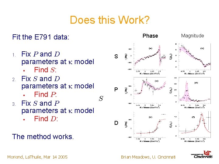 Does this Work? Phase Fit the E 791 data: 1. 2. 3. Fix P